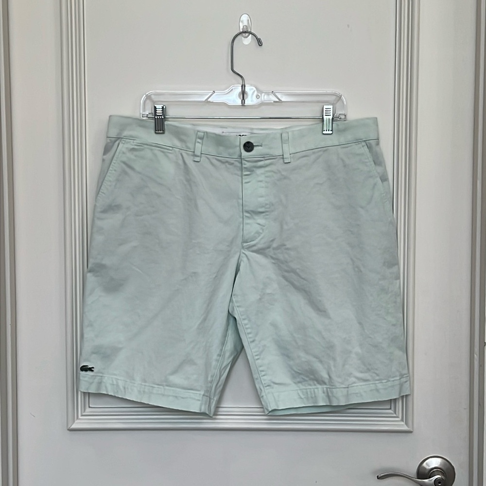 EUC Izod Lacoste slim fit Chino Bermuda shorts. Size 36. Color is Seafoam green)